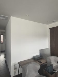 ドッグスペースとプロジェクターを投影する壁面