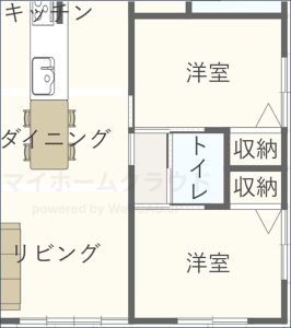 双方の寝室に近い広めのトイレ