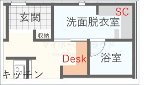 脱衣室手前に設置した書庫ユニット