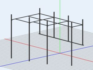 CADで描いたアルミフレームのパーゴラの立体図面